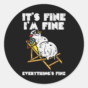 Christmas In July Snowman Melting Fine Funny Men W Classic Round Sticker