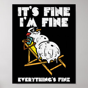 Christmas In July Snowman Melting Fine Funny Men W Poster
