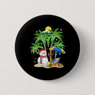 Christmas In July Snowman On Palm Tree Tropical Be 6 Cm Round Badge