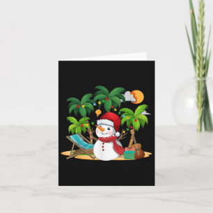 Christmas In July Snowman On Palm Tree Tropical Be Card