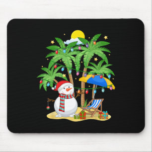 Christmas In July Snowman On Palm Tree Tropical Be Mouse Mat