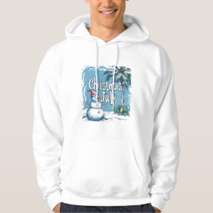 Christmas in July Snowman & Palm Tree Design Hoodie