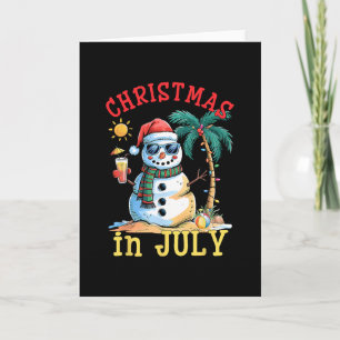 Christmas In July Snowman Summer Beach Vacation Xm Card