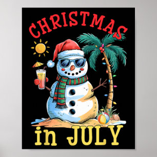 Christmas In July Snowman Summer Beach Vacation Xm Poster