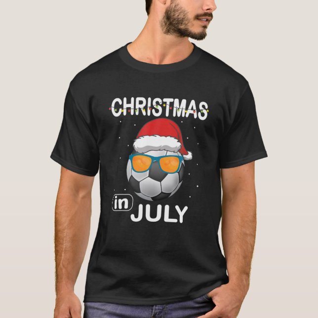Christmas In July Soccer Ball Sunglasses Santa Xma T-Shirt (Front)