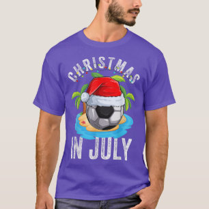 Christmas in July Soccer Santa Hat Summer Vacation T-Shirt