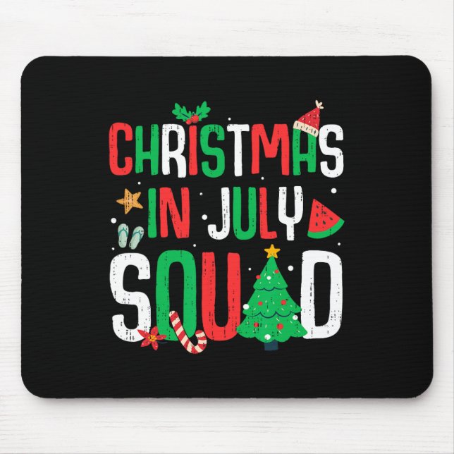 Christmas In July Squad Funny Summer Beach Vacatio Mouse Mat (Front)