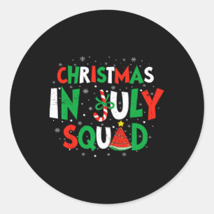 Christmas In July Squad Funny Summer Vacation Men Classic Round Sticker