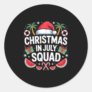 Christmas In July Squad Funny Summer Vacation Men  Classic Round Sticker