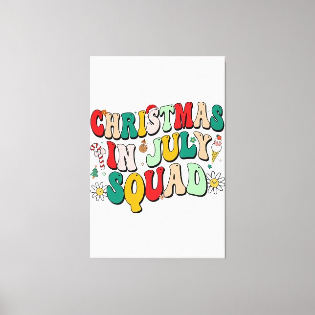 Christmas in July Squad Funny Summer Xmas Beach Va Canvas Print (Front)