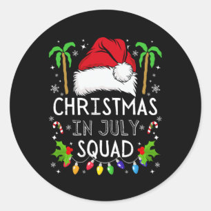 Christmas In July Squad Funny Summer Xmas Men Wome Classic Round Sticker