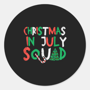 Christmas In July Squad Funny Summer Xmas Men Wome Classic Round Sticker