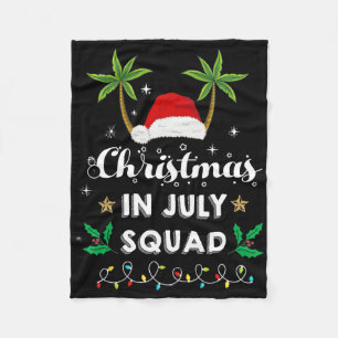 Christmas In July Squad Funny Summer Xmas Santa Ha Fleece Blanket