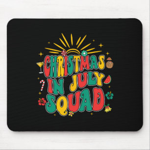 Christmas In July Squad Groovy Retro Beach Summer Mouse Mat