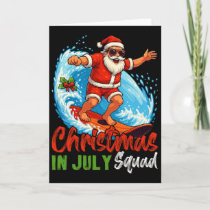 Christmas In July Squad Santa Claus Surfing Summer Card