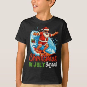 Christmas In July Squad Santa Claus Surfing Summer T-Shirt