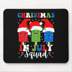 Christmas In July Squad Santa Hats Popsicles Xmas Mouse Mat