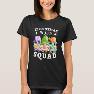 Christmas In July Squad Santa With Gnomes  Summer  T-Shirt