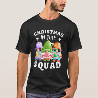 Christmas In July Squad Santa With Gnomes  Summer  T-Shirt
