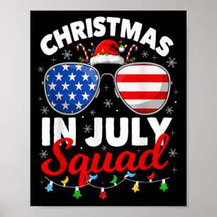 Christmas In July Squad Summer Beach Hawaii Santa  Poster