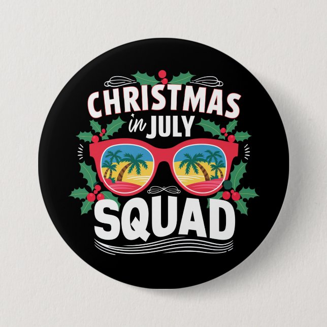 Christmas In July Squad Sunglasses Summer Beach 7.5 Cm Round Badge (Front)