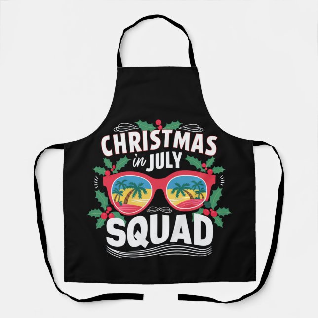 Christmas In July Squad Sunglasses Summer Beach Apron (Front)