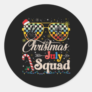Christmas In July Squad Sungles Summer Beach Funny Classic Round Sticker