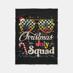 Christmas In July Squad Sungles Summer Beach Funny Fleece Blanket