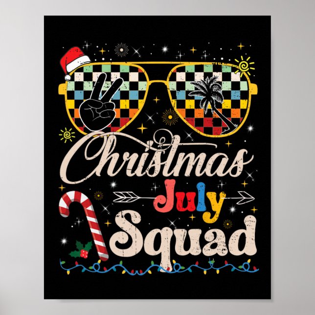 Christmas In July Squad Sungles Summer Beach Funny Poster (Front)