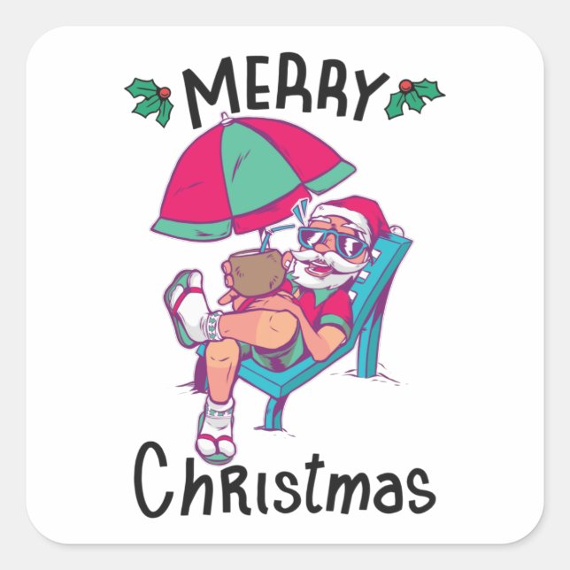 Christmas in July Square Sticker (Front)