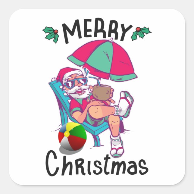 Christmas in July Square Sticker (Front)