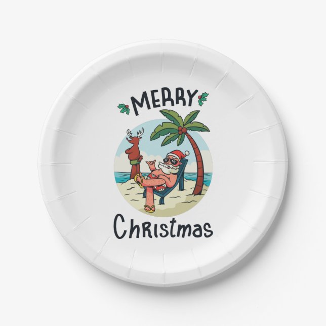 Christmas in July Square Sticker Postcard Paper Plate (Front)
