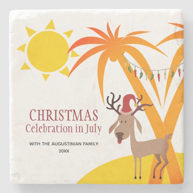 CHRISTMAS IN JULY Stone Coaster (Front)