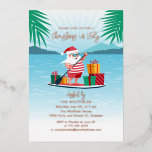 Christmas in July Summer BBQ Beach Party Rose Gold Foil Holiday Card<br><div class="desc">Cool,  fun,  bright Christmas in July summer party invitation for friends and family to celebrate your mid year summer family parties or delayed Christmas. Customise this card by clicking on the "Personalise" button above to change the placeholder text</div>