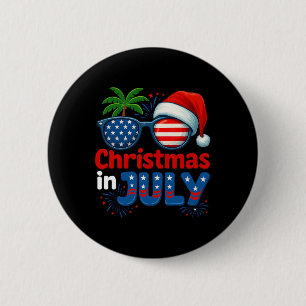 Christmas In July Summer Beach Hawaii Santa Usa Fl 6 Cm Round Badge