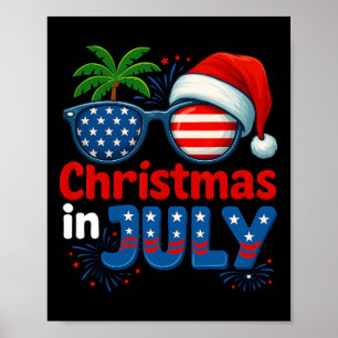 Christmas In July Summer Beach Hawaii Santa Usa Fl Poster