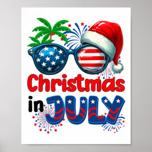 Christmas In July Summer Beach Hawaii Santa Usa Fl Poster