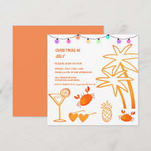 Christmas In July Summer Beach Party   Invitation