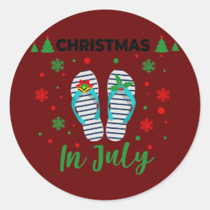 Christmas in July Summer Beach Vacation Flip Classic Round Sticker