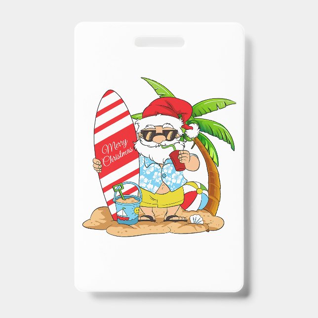 Christmas In July Summer Beach Vacation T-Shirt ID Badge (Front)