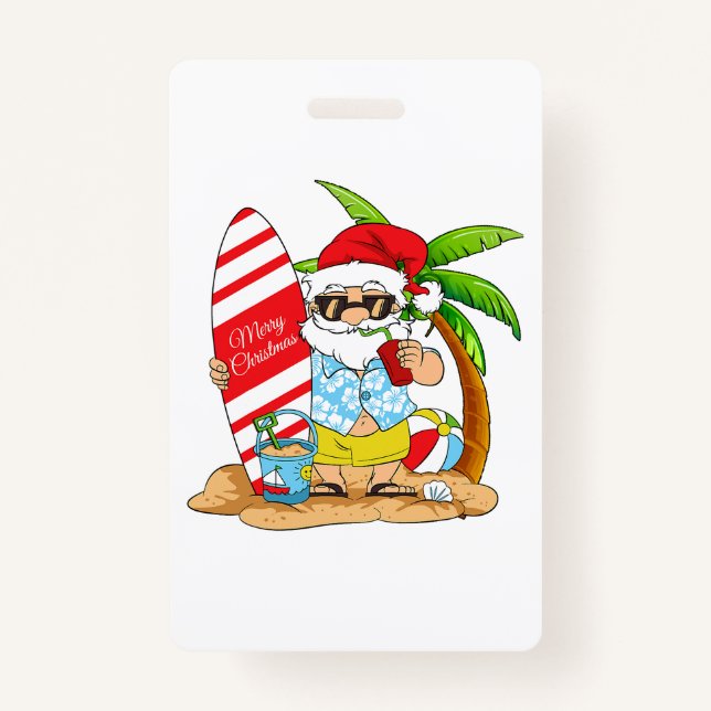Christmas In July Summer Beach Vacation T-Shirt ID Badge (Front)