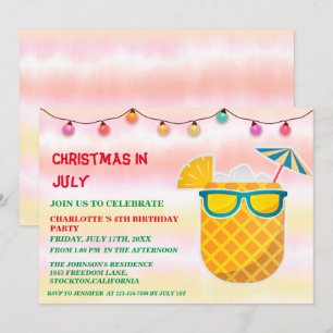 Christmas In July Summer Birthday Party  Invitation