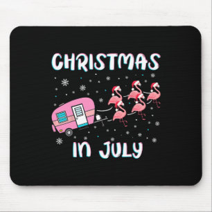 Christmas In July Summer Camping Flamingo Trailer  Mouse Mat