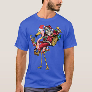 Christmas In July Summer Cocktails Flamingo Santa T-Shirt
