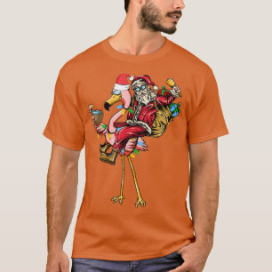 Christmas In July Summer Cocktails Flamingo Santa T-Shirt