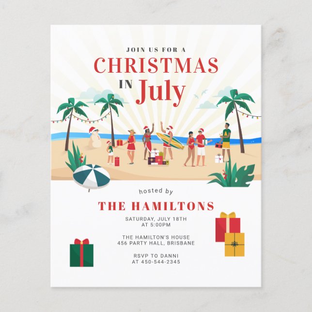 Christmas In July Summer Family Party Invitation (Front)