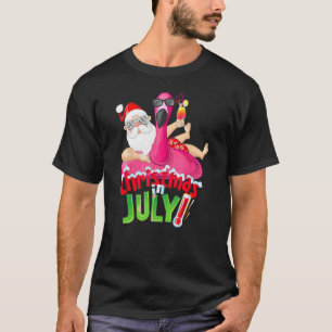 Christmas In July  Summer Flamingo Float Xmas T-Shirt