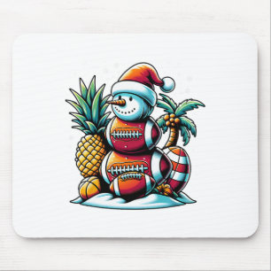 Christmas In July Summer Footll Snowman Funny Chri Mouse Mat