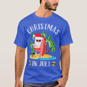 Christmas In July Summer Fun Santa Claus Swimming T-Shirt