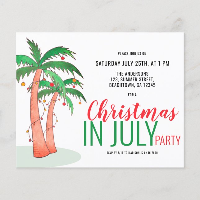 Christmas in July Summer Party Flyer (Front)